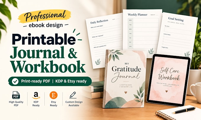 design a professional printable ebook journal and workbook