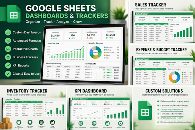 create custom google sheets dashboards and business trackers