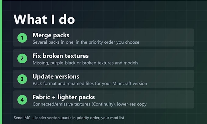 merge, fix or update your minecraft resource packs