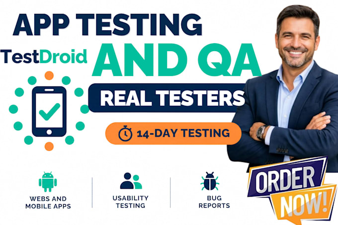 mobile app testing, website testing, bug testing, user testing and QA testing