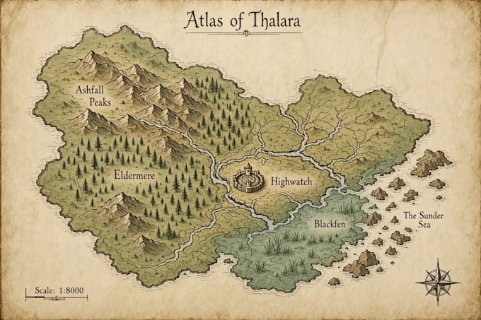design fantasy map or fantasy map illustration