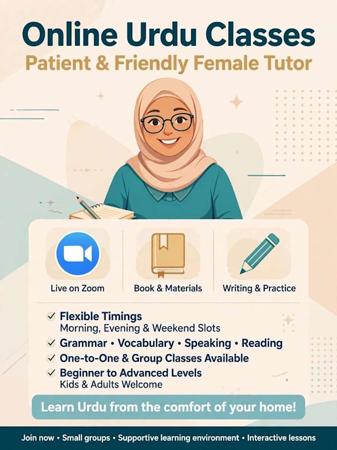 teach basic urdu reading and writing to kids and beginners