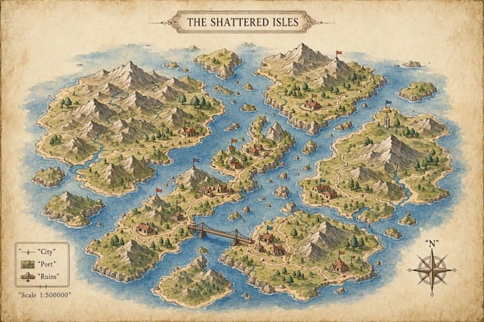 do fantasy map design or map illustration