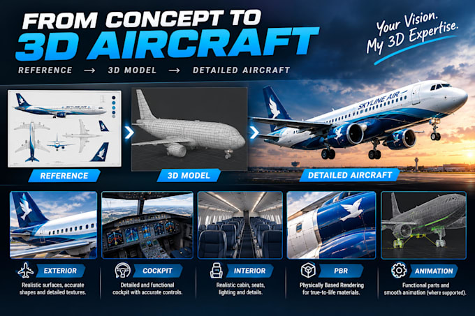 create custom 3d aircraft models for msfs and x plane
