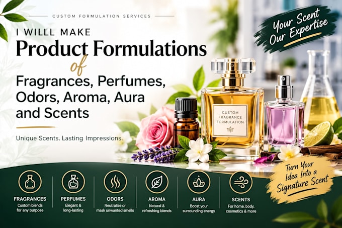 formulate perfumes, fragrances, aroma and scent blends