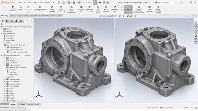 convert 3d scans, stl mesh, step files and drawings into editable mechanical cad