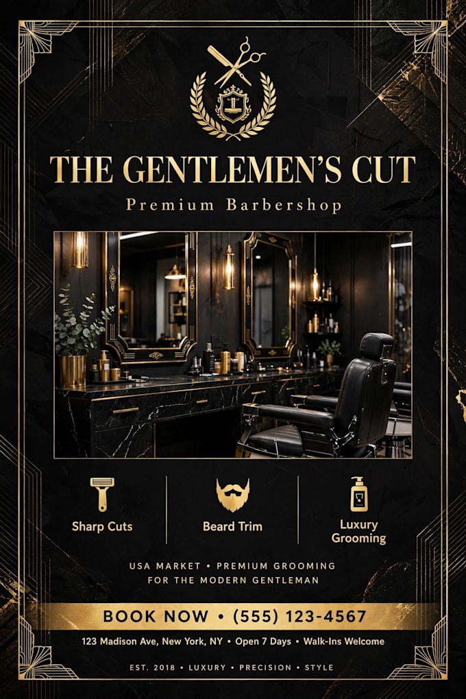 design luxury beauty salon, barbershop flyers