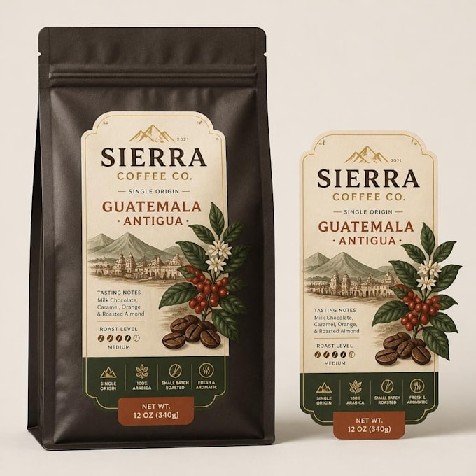 do coffee, tea packaging and label