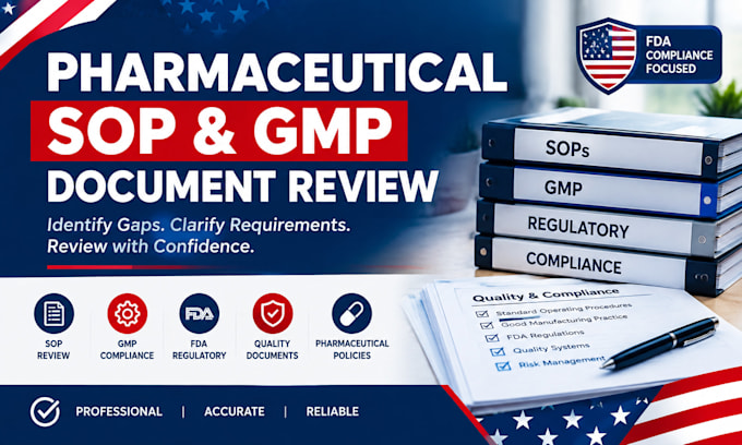 review pharmaceutical sops, gmp and regulatory compliance documents