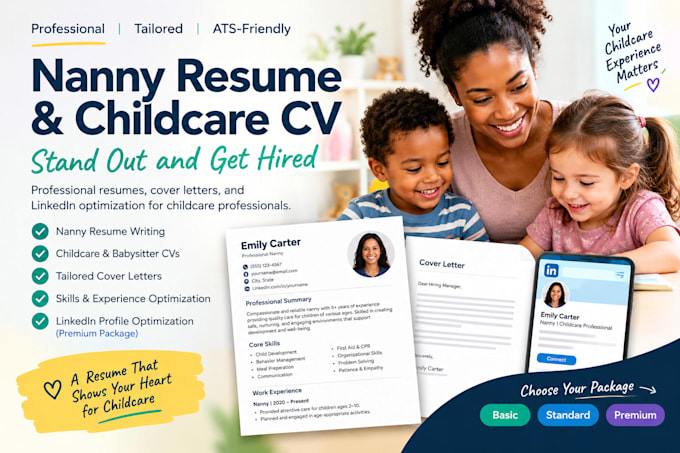 write an ats friendly nanny resume and CV