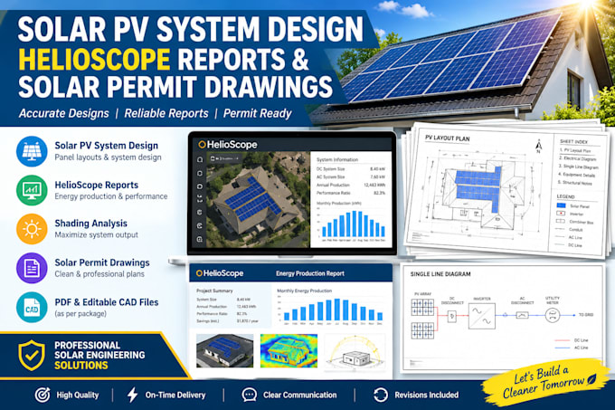 design solar pv systems, helioscope reports and solar permit drawings