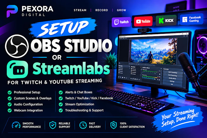 setup obs studio or streamlabs for twitch and youtube streaming