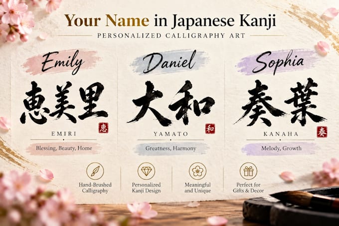 create japanese kanji name art with authentic calligraphy