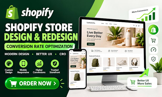 shopify store design , shopify redesign , shopify website cro optimisation