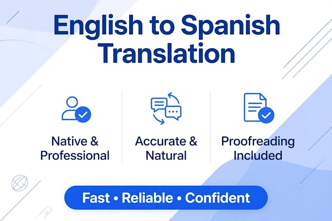 translate english to spanish natively with proofreading