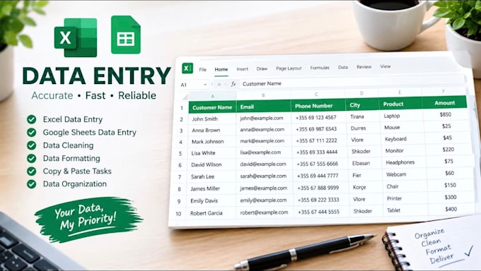 do exel data entry , data cleaning and formating