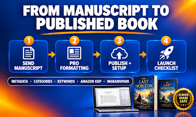 format and publish book on amazon kdp, kindle, ingramspark, ebook, paperback