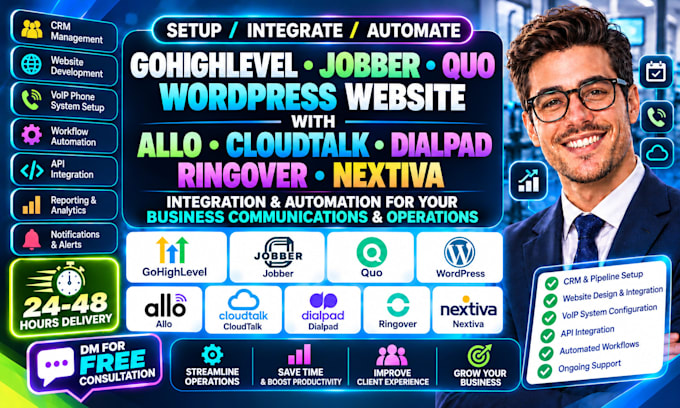 gohighlevel jobber quo wordpress website withallo cloudtalk dialpad ringover