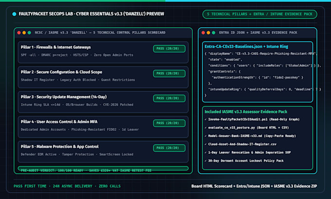 run a cyber essentials v3 3 and entra id pre audit with evidence pack