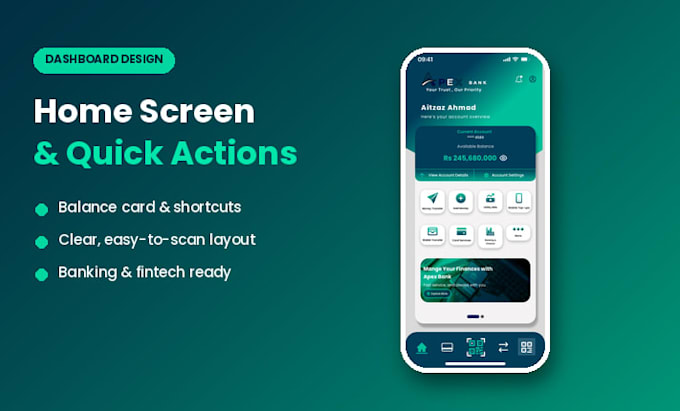 design a modern mobile app UI for banking and business apps