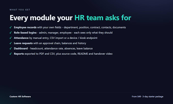 build custom hr software for employee management attendance and leave tracking