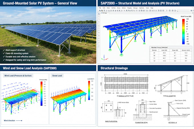 ground mounted solar pv structures and foundations