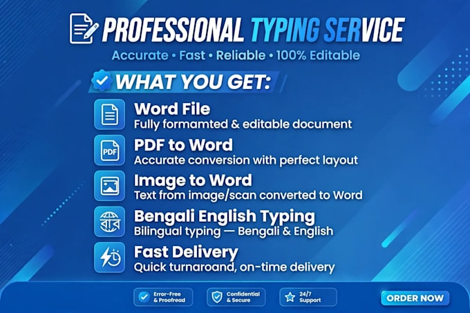 do fast bengali english typing and data entry