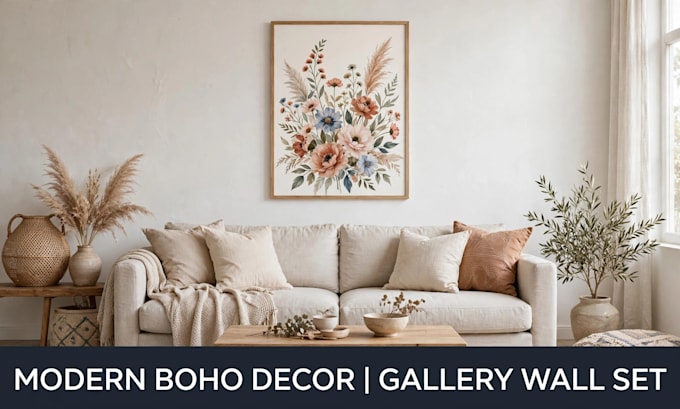 create minimalist boho floral wall art set