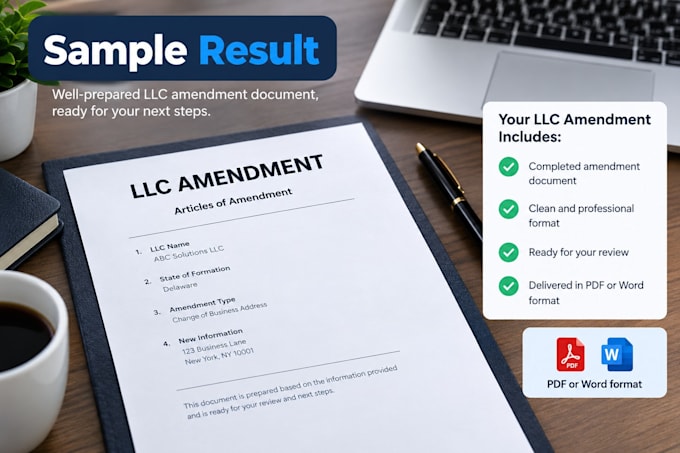 file US llc amendments and update business information
