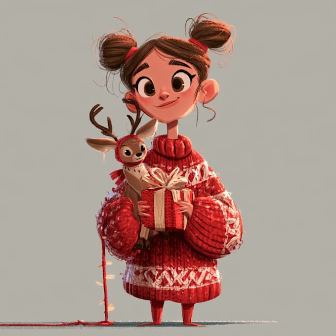illustrate magical christmas scenes, characters