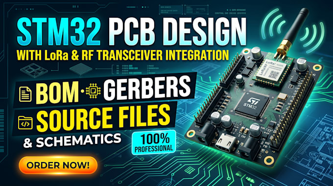 create custom stm32 pcb for lora, rf transceiver and sensor communication