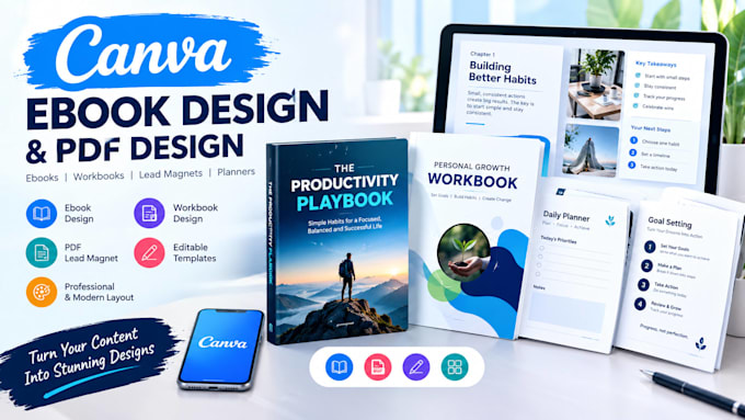 design canva ebook design, book layout design, magazine layout