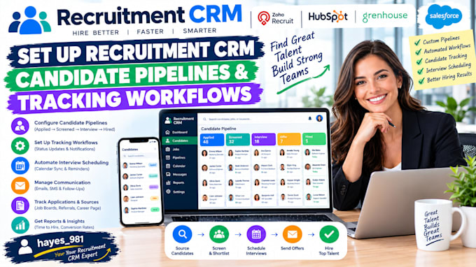 set up recruitment CRM candidate pipelines and tracking workflows