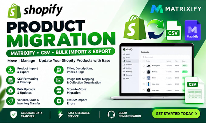 do shopify product migration, matrixify CSV import export and bulk data transfer