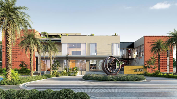 remodel 3d commercial complex,architecture aerial rendering, cgi exterior design