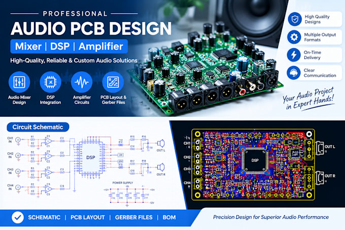 design multichannel audio mixer dsp and amplifier pcbs
