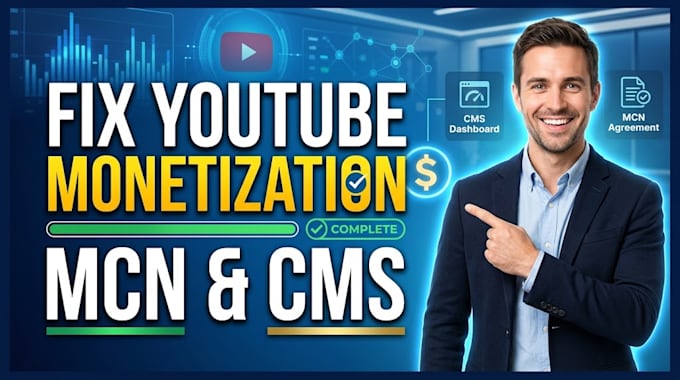 fix youtube monetization, setup mcn link, and resolve cms copyright claims