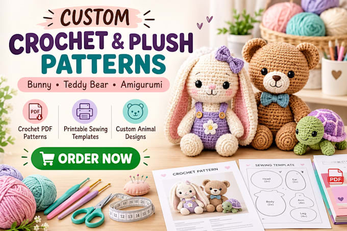 create crochet bunny, bear and design printable plush sewing patterns for toys