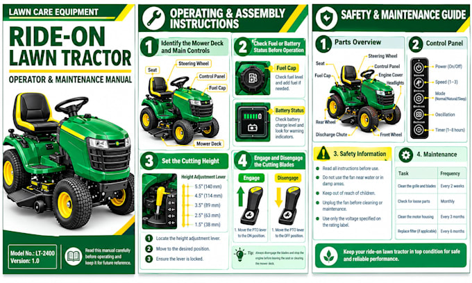 create product instruction manuals, user guides and assembly instructions