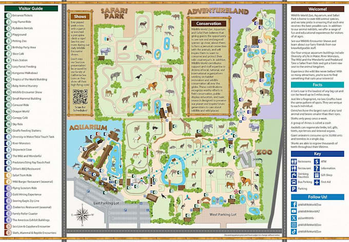 design a custom zoo map, wildlife park map and visitor guide
