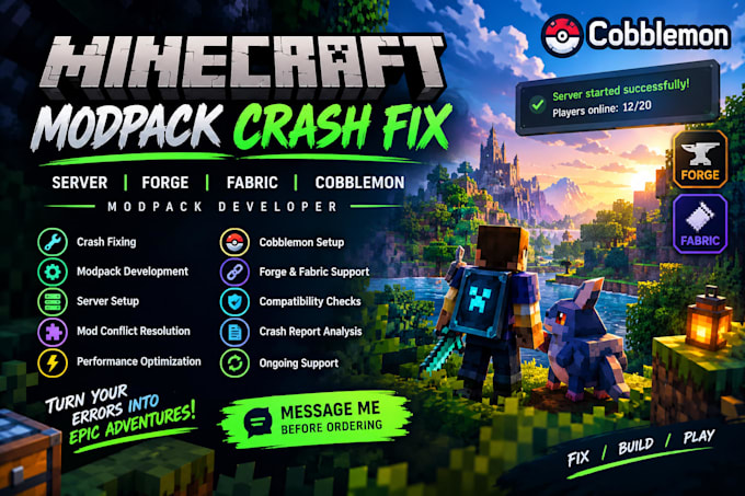 create minecraft modpack crash server forge fabric cobblemon modpack developer
