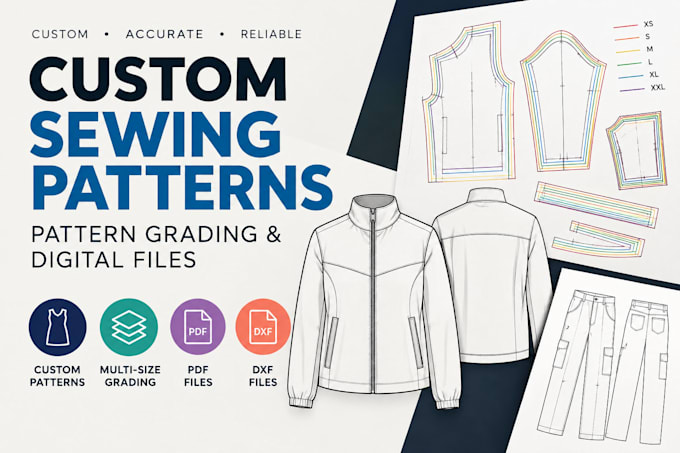 create custom sewing patterns with pattern grading, and digitizing files