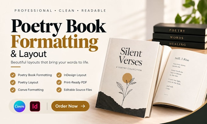 do poetry book formatting, poetry layout, canva and indesign formatting