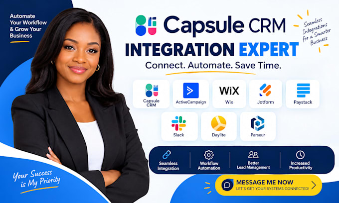 integrate capsule CRM activecampaign wix jotform paystack slack daylite parseur