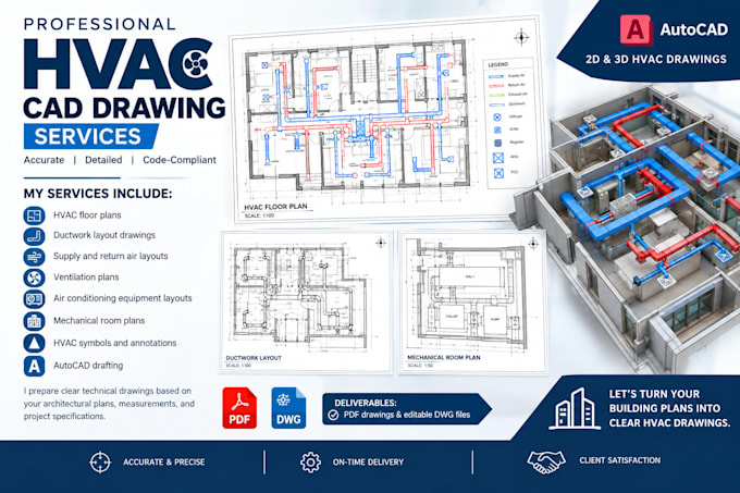 create hvac drawings, duct layouts and mechanical plans