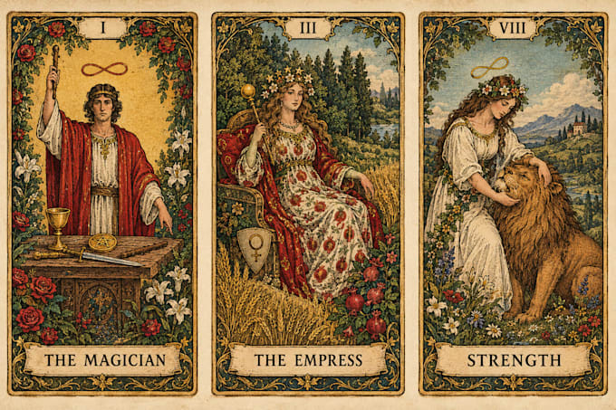 create custom tarot card and oracle deck illustrations
