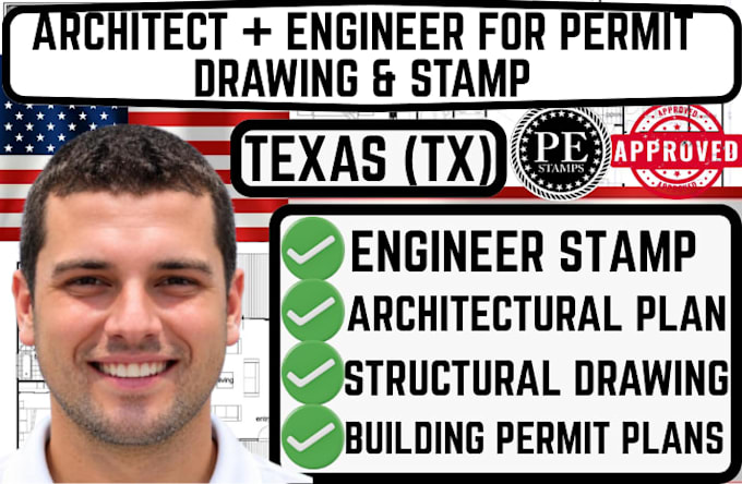 texas architect for building permit drawings structural plan and engineer stamp