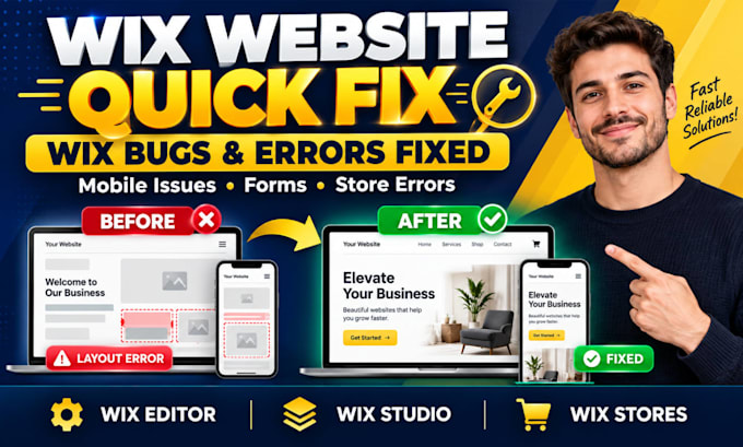 fix wix website errors, mobile responsive issues, bugs and studio problems