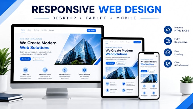 build a modern and responsive HTML CSS website