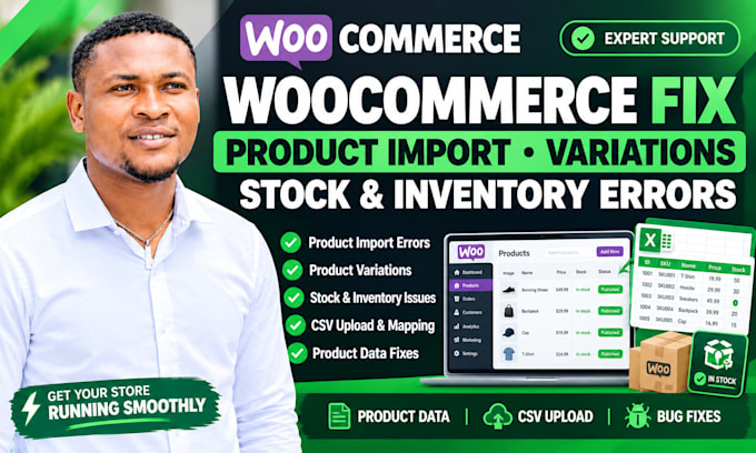fix woocommerce product import errors, variations and stock issues